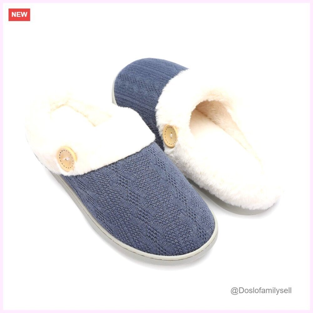 Memory Foam Slippers Faux Fur Lined Anti-Skid Indoor Outdoor Shoes